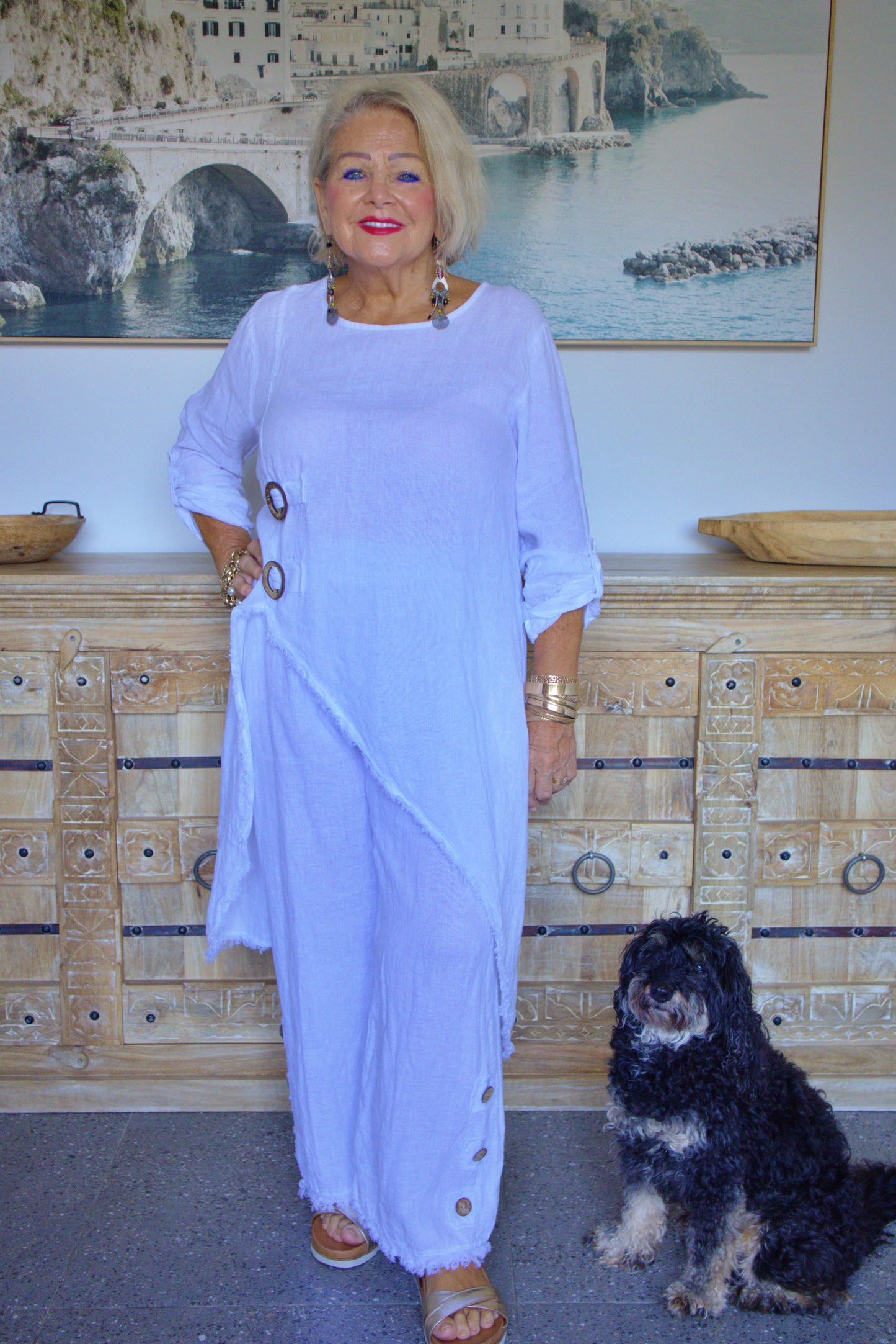 Three Button Linen Pants