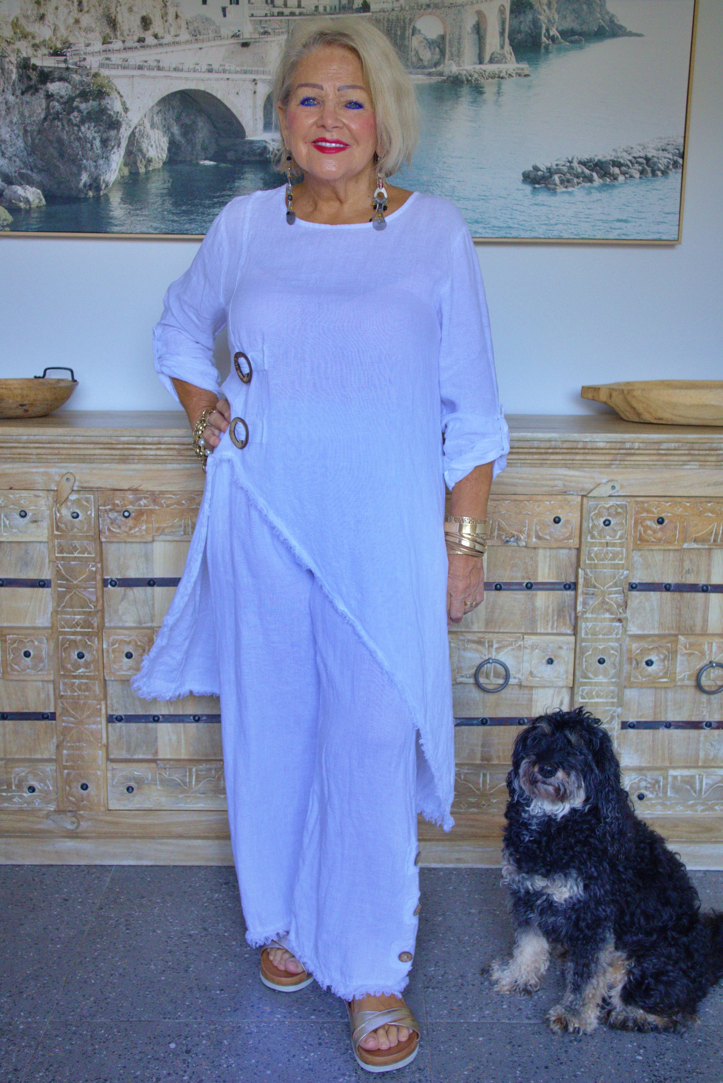 Three Button Linen Pants