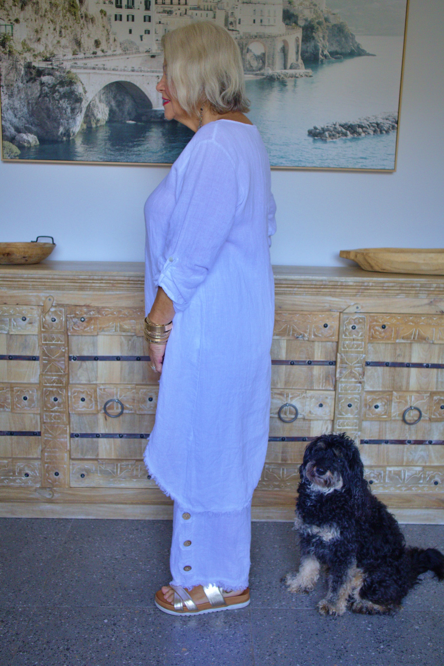 Three Button Linen Pants