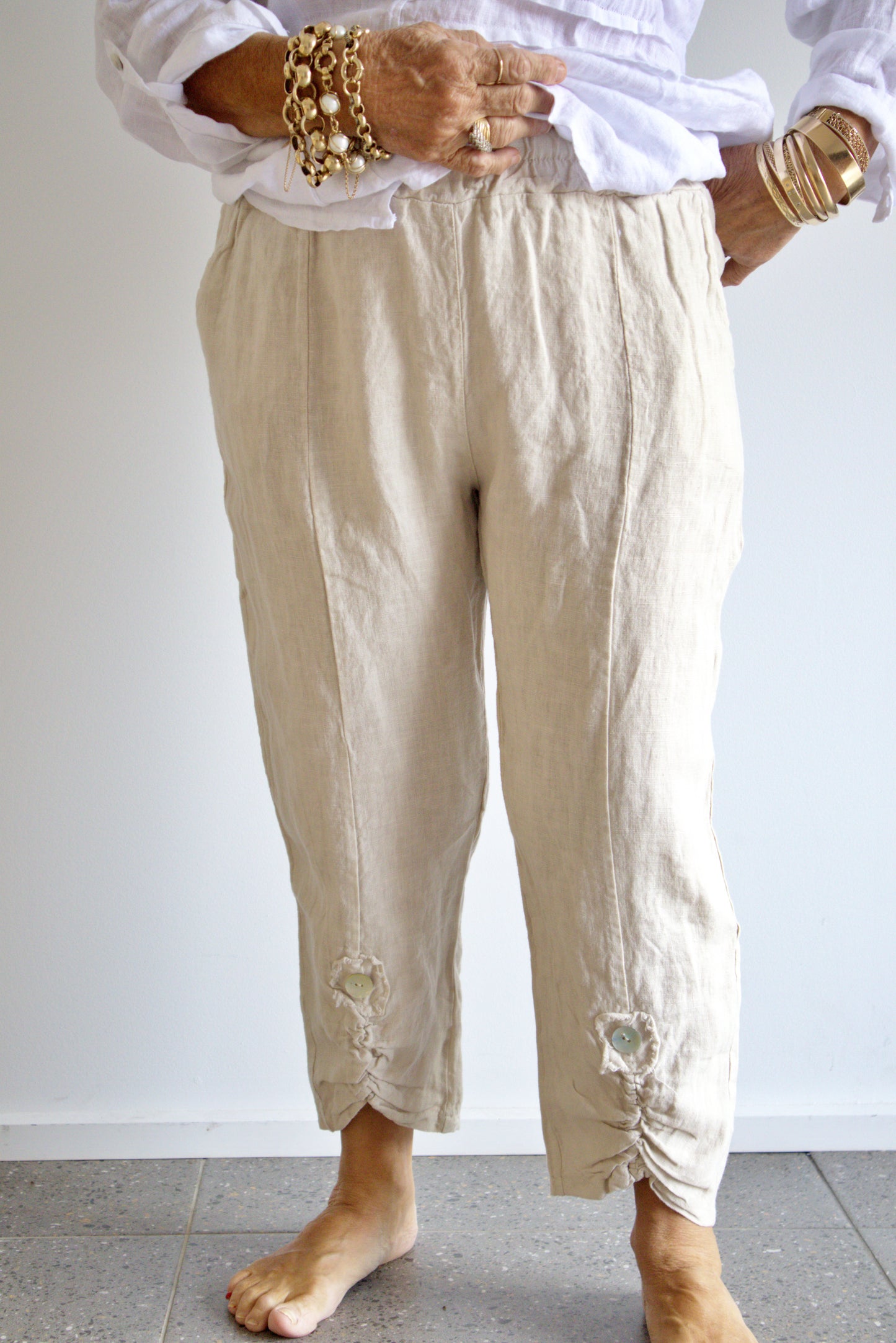 One Button Linen Pant