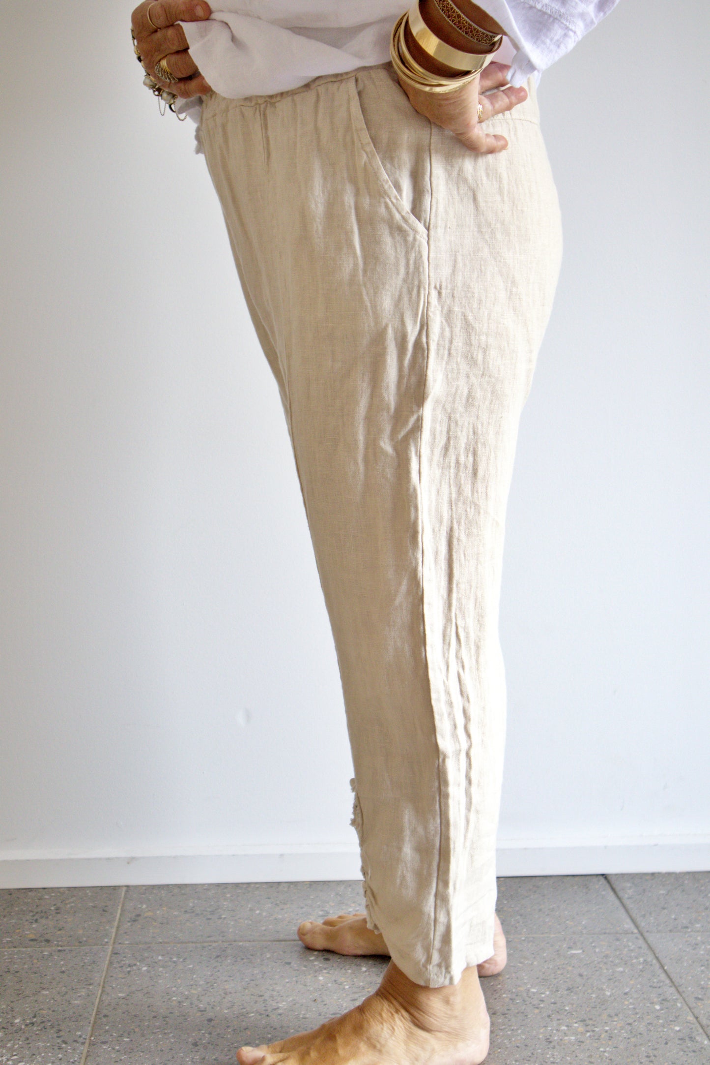 One Button Linen Pant