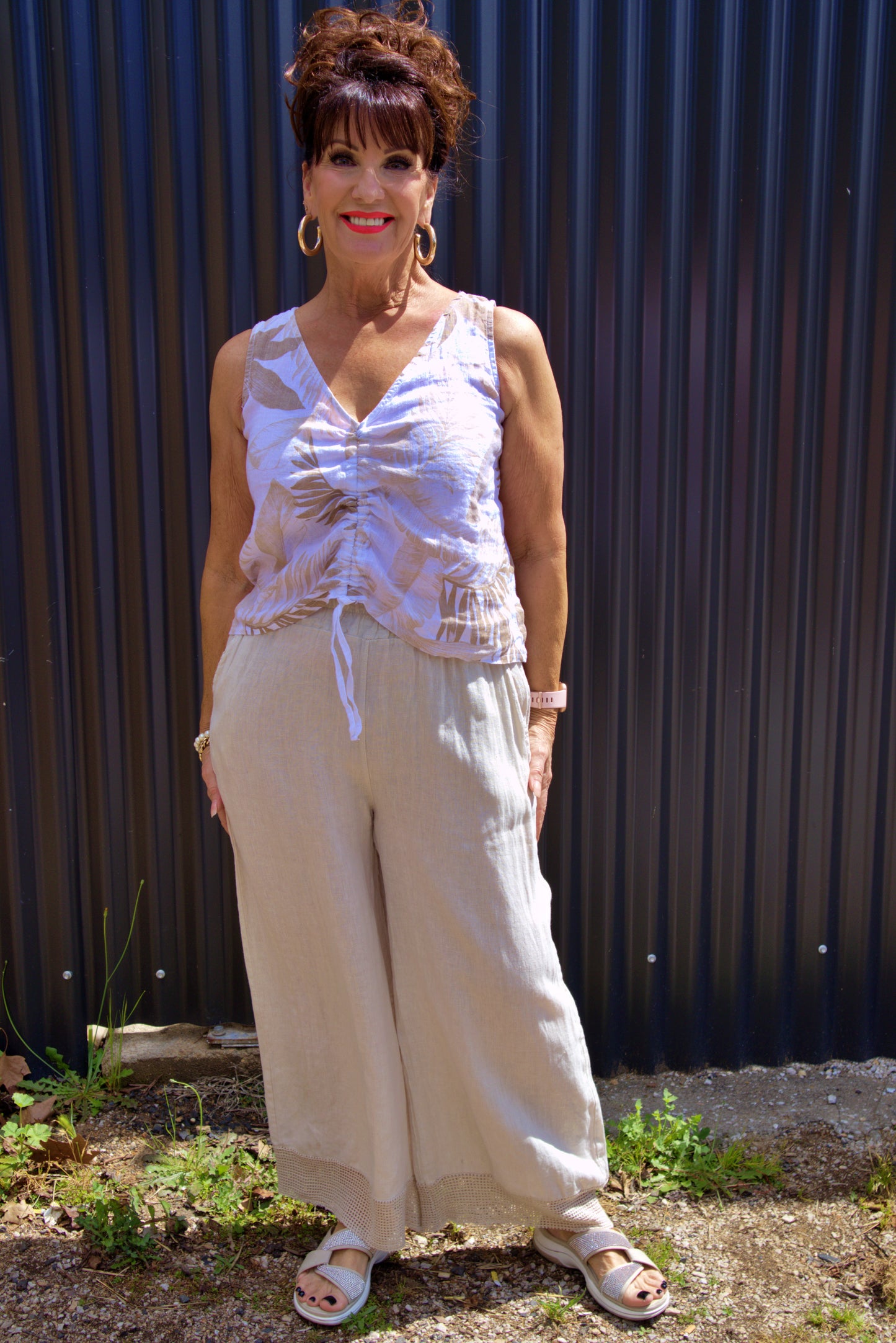 Fern Leaf Drawstring Top