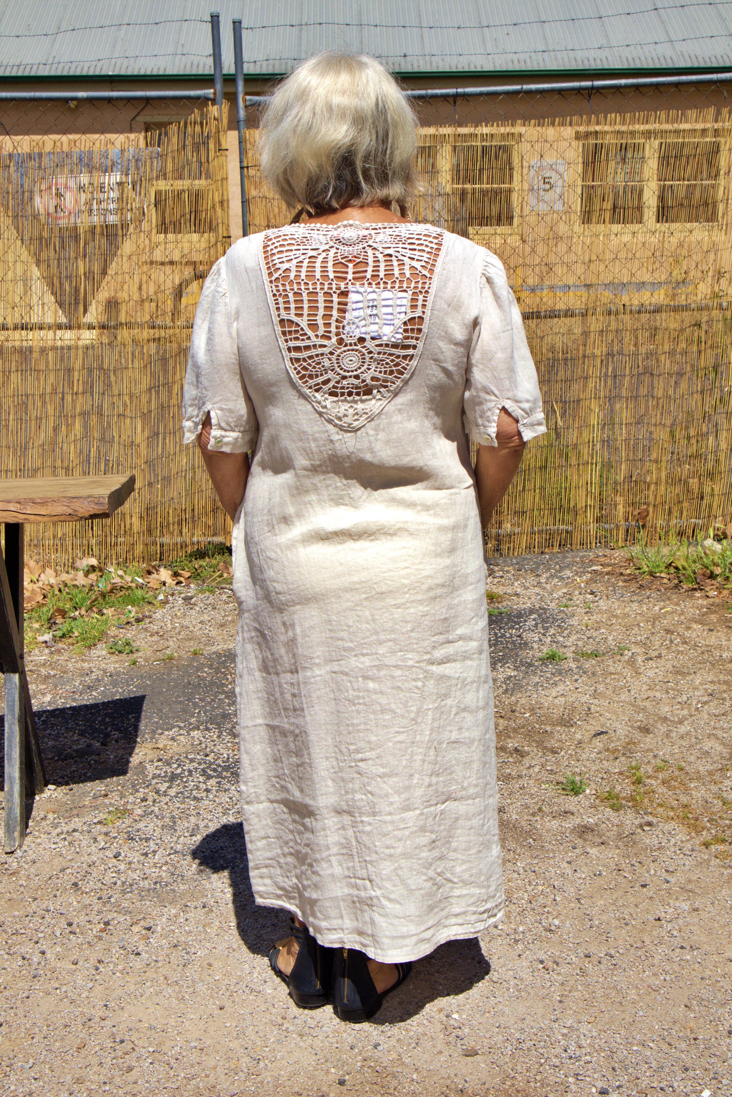Lace Back Linen Dress