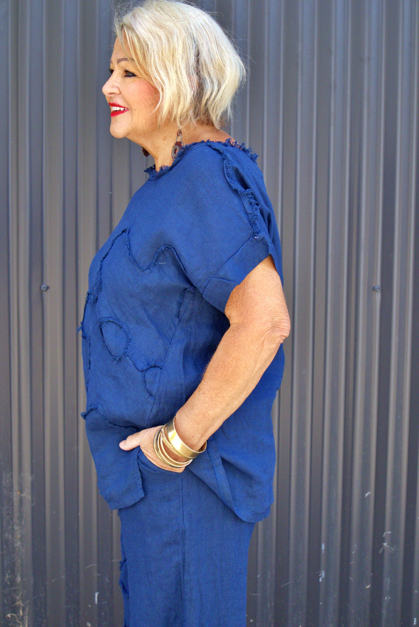 Big Flower Linen Top