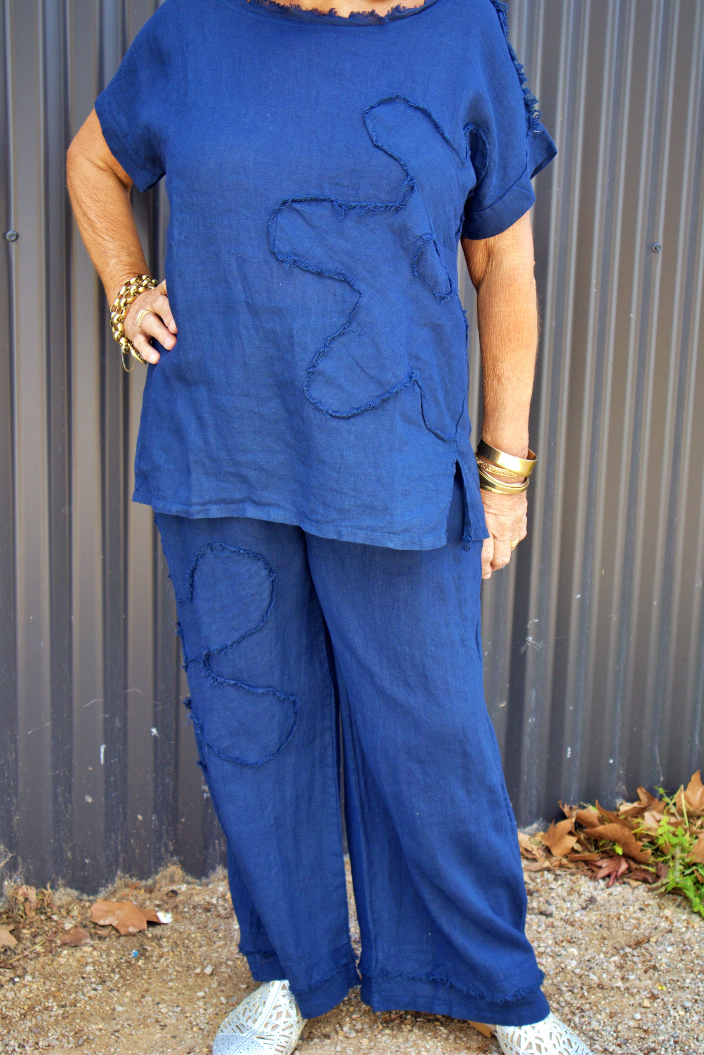 Big Flower Linen Top