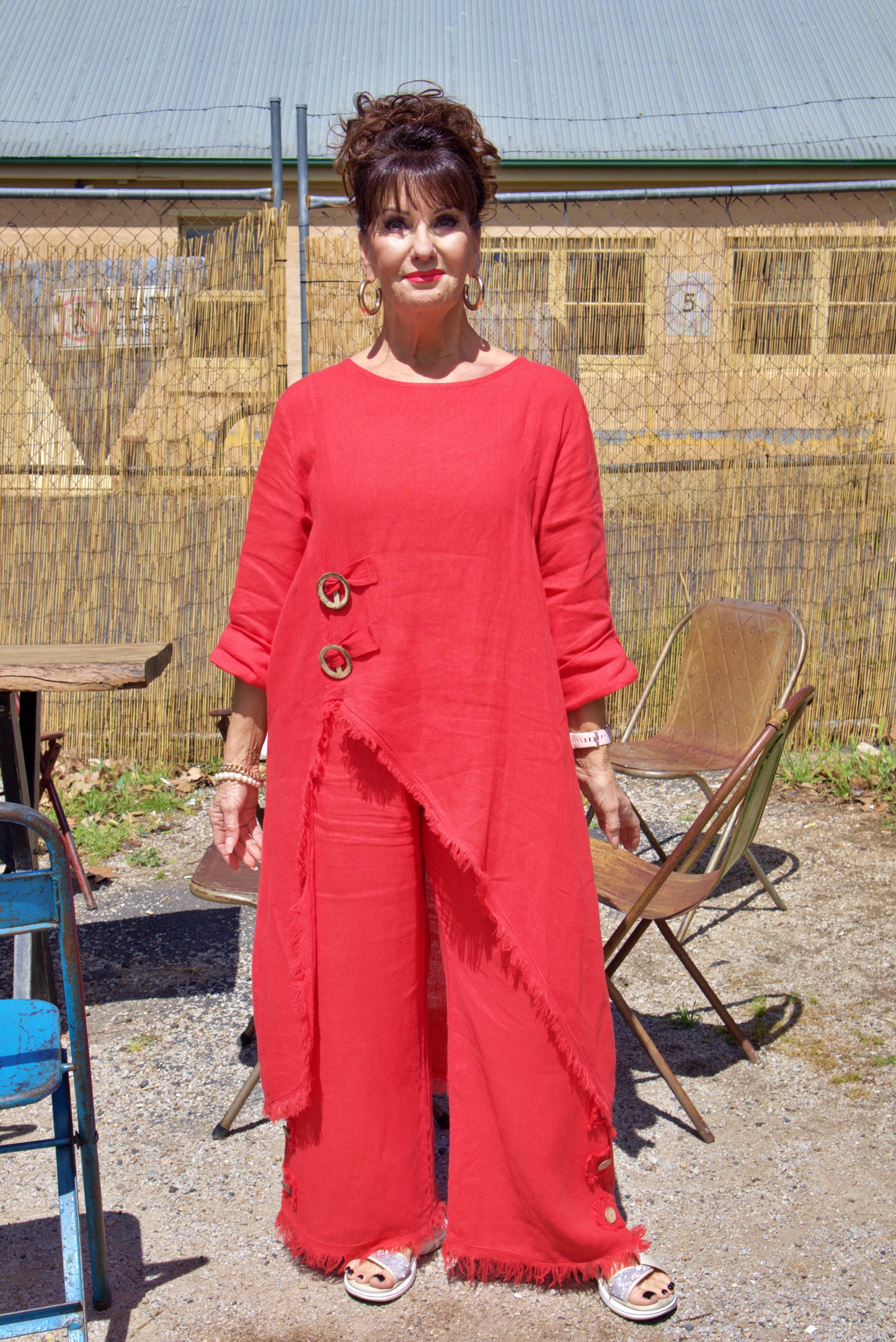 Three Button Linen Pants