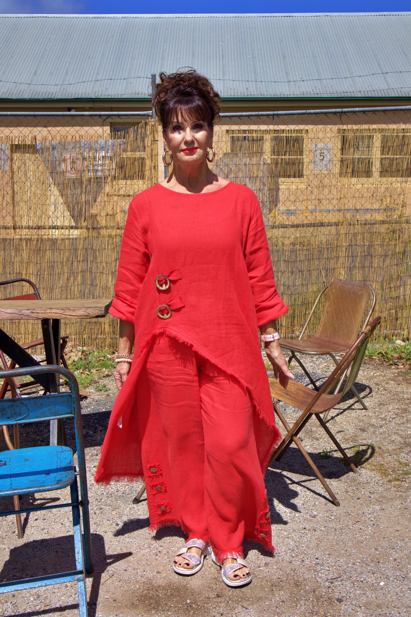 Three Button Linen Pants