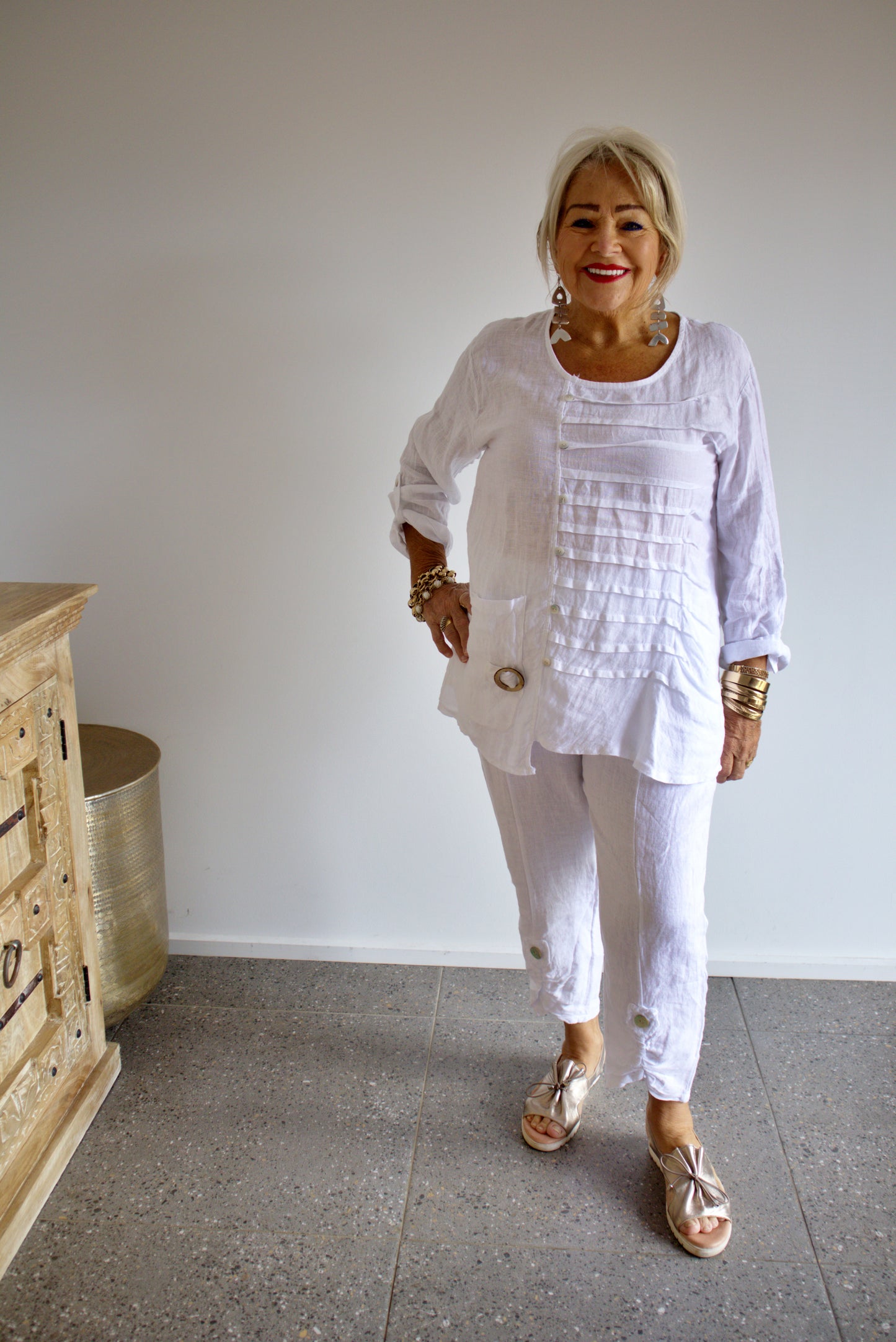 One Button Linen Pant