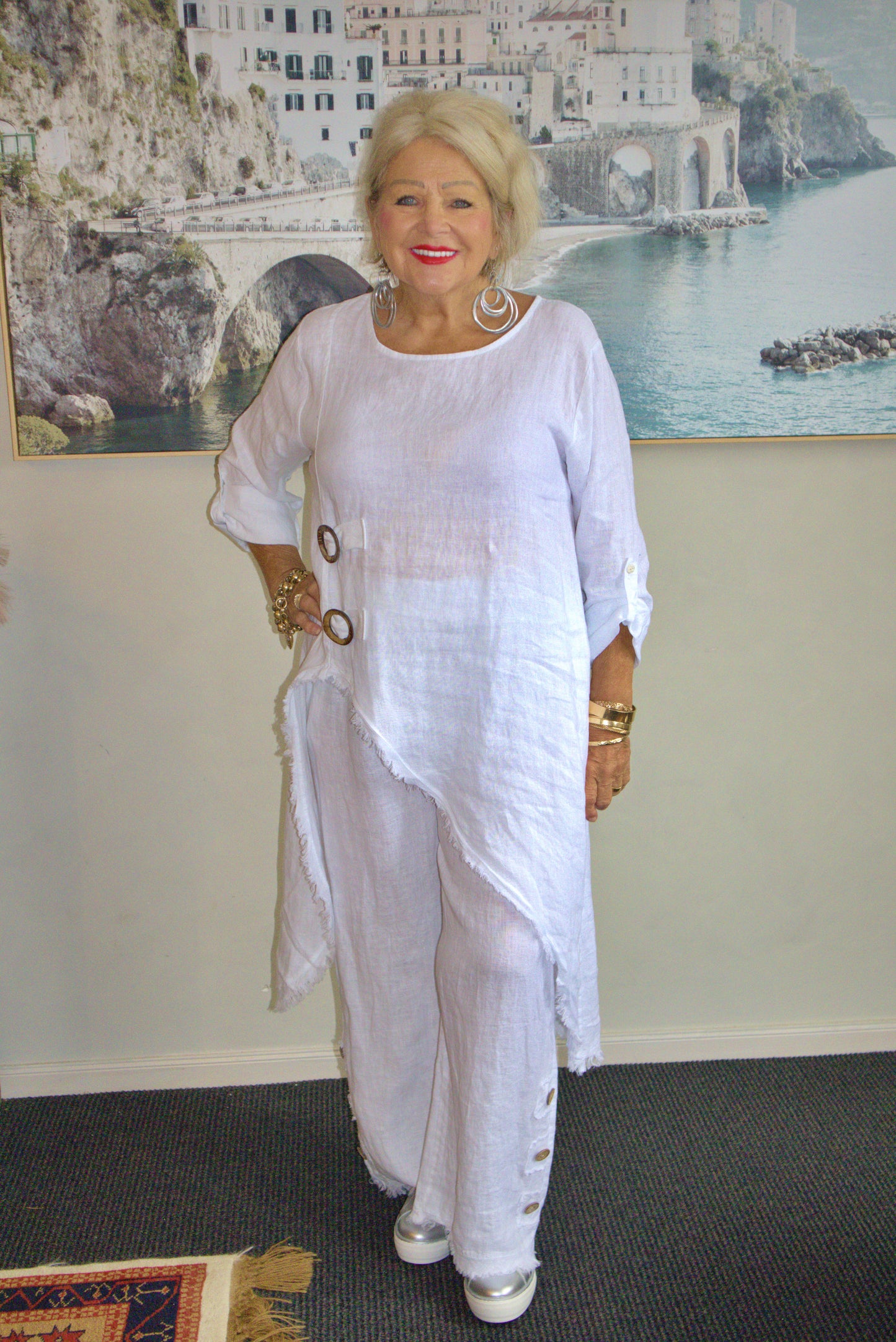 Three Button Linen Pants