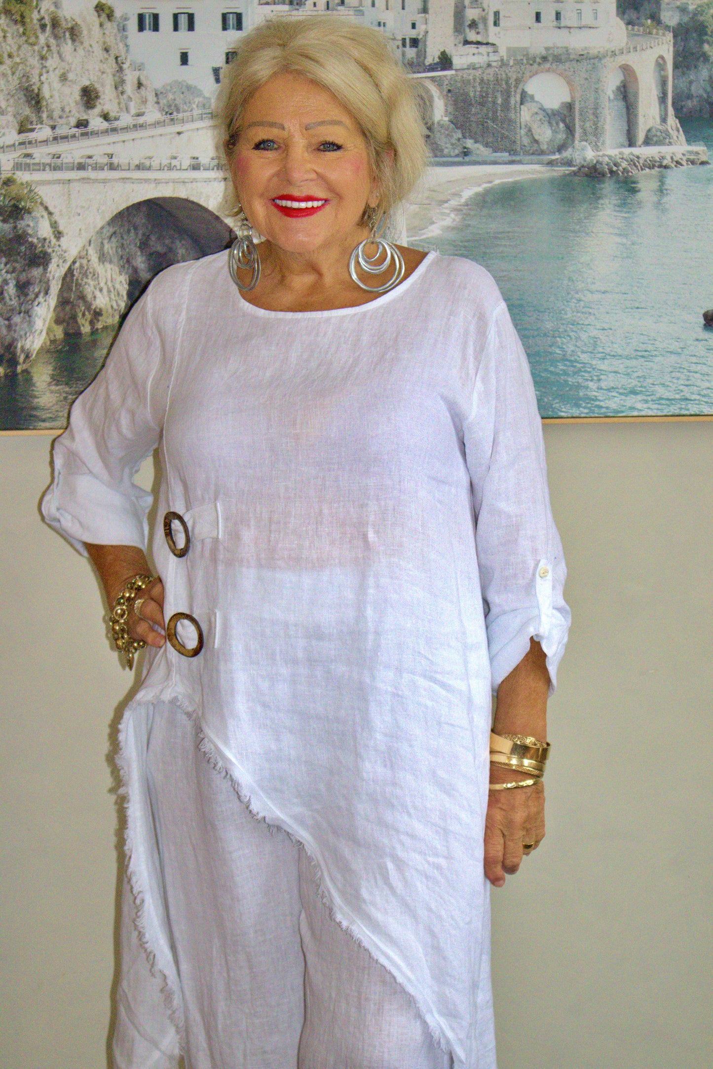 Three Button Linen Pants