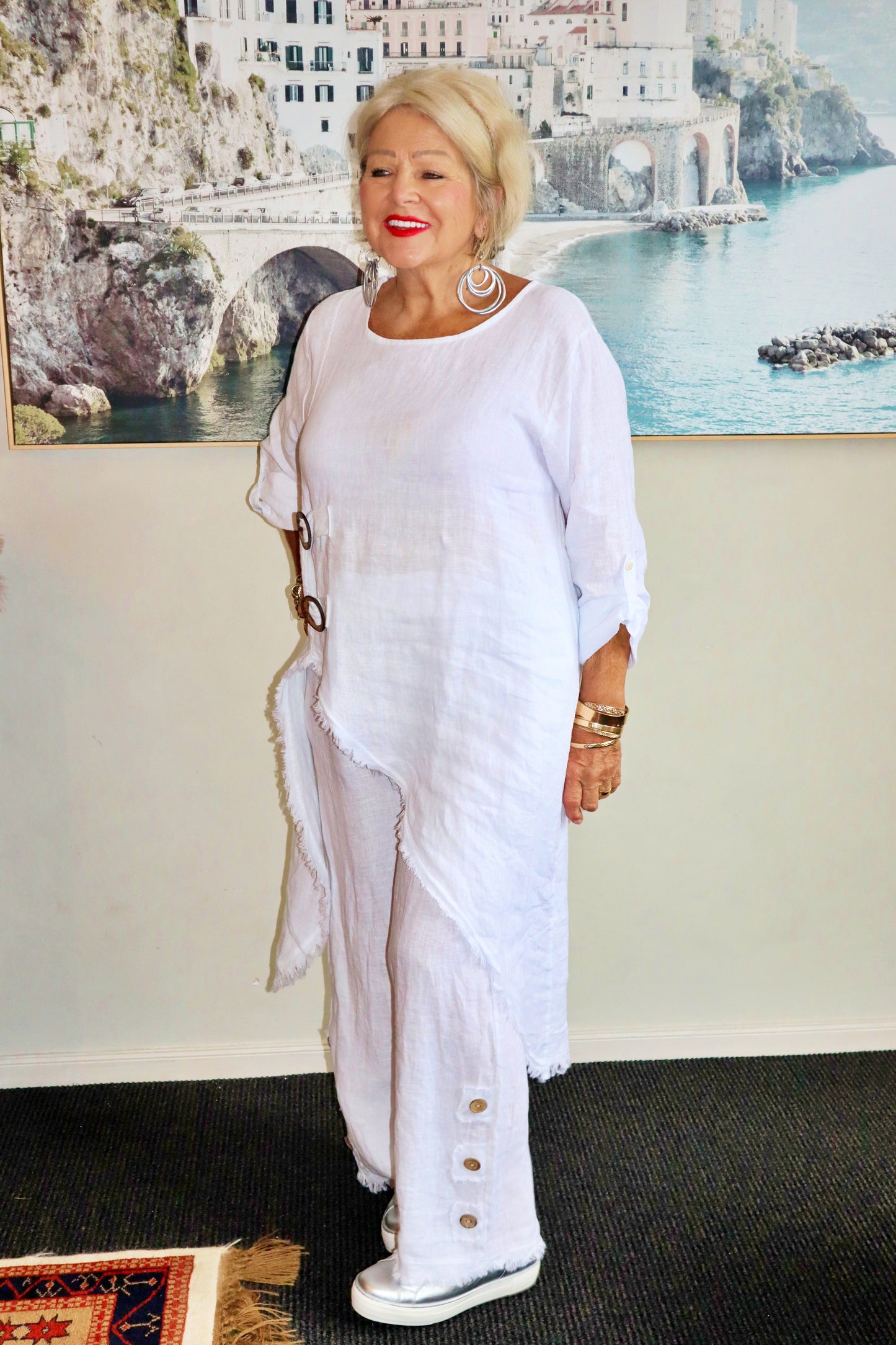 Three Button Linen Pants