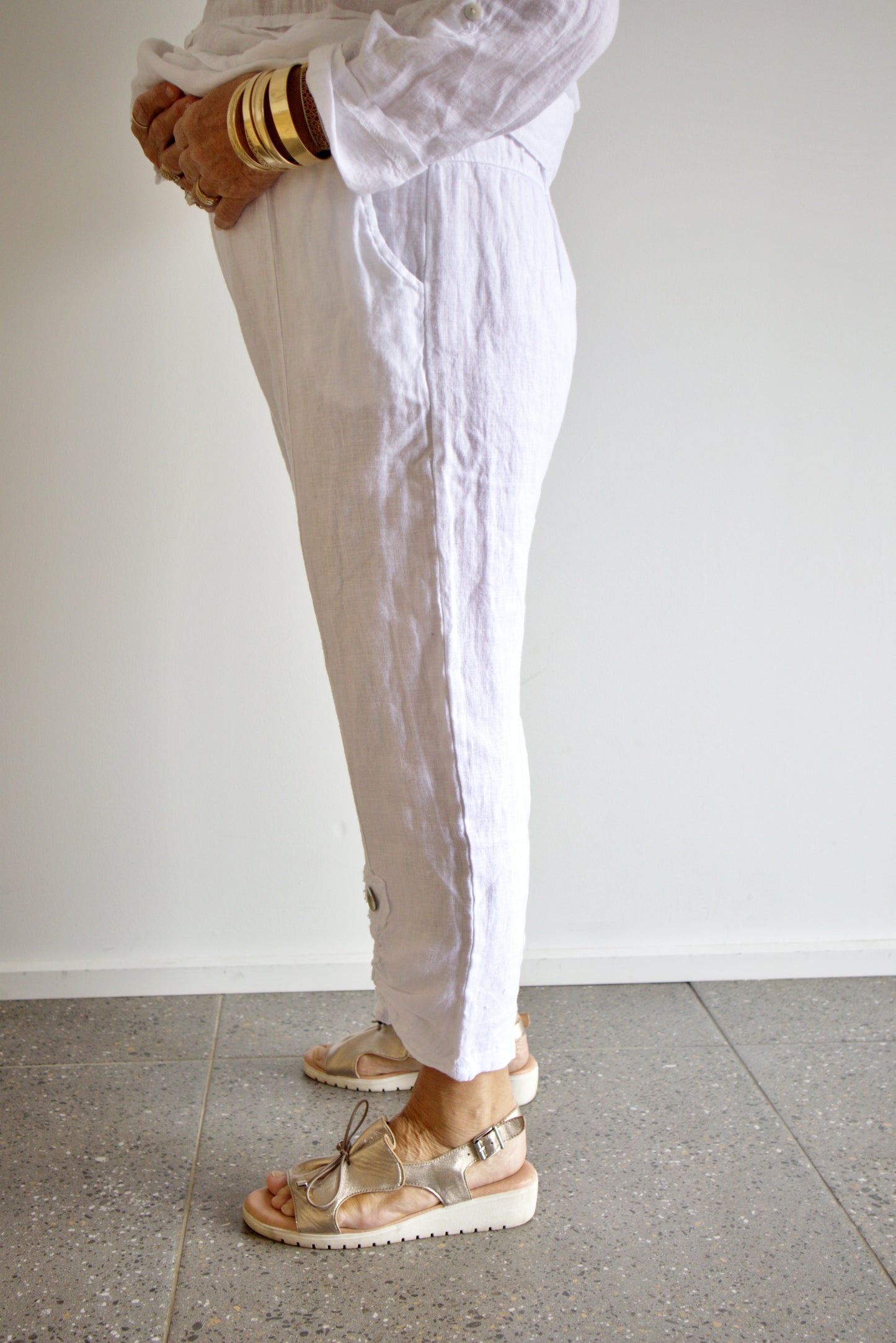 One Button Linen Pant