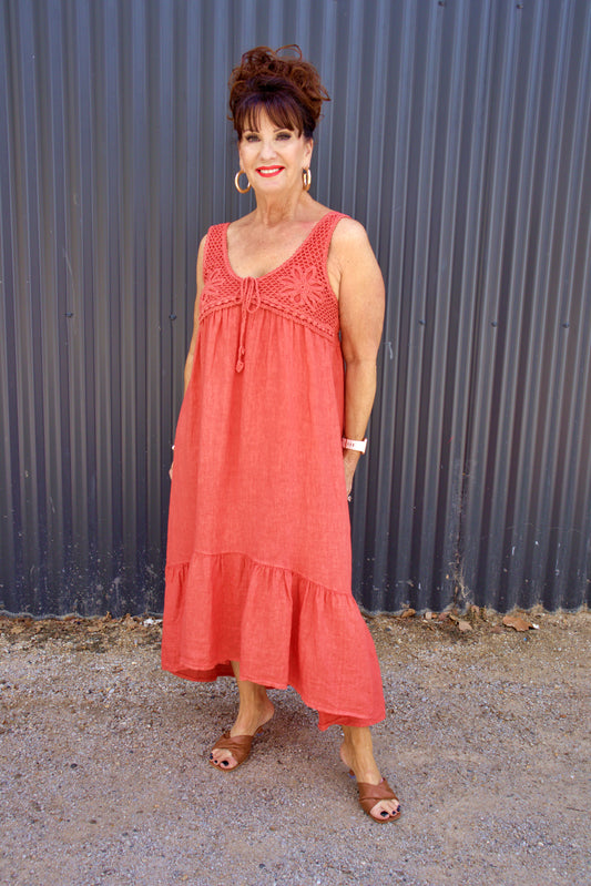 Crochet Linen Dress