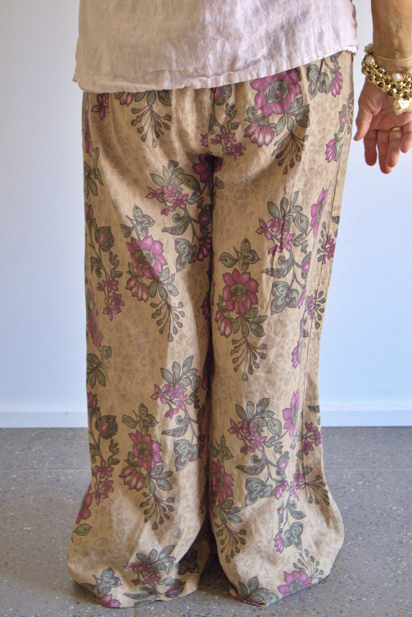 Taupe Floral Pants