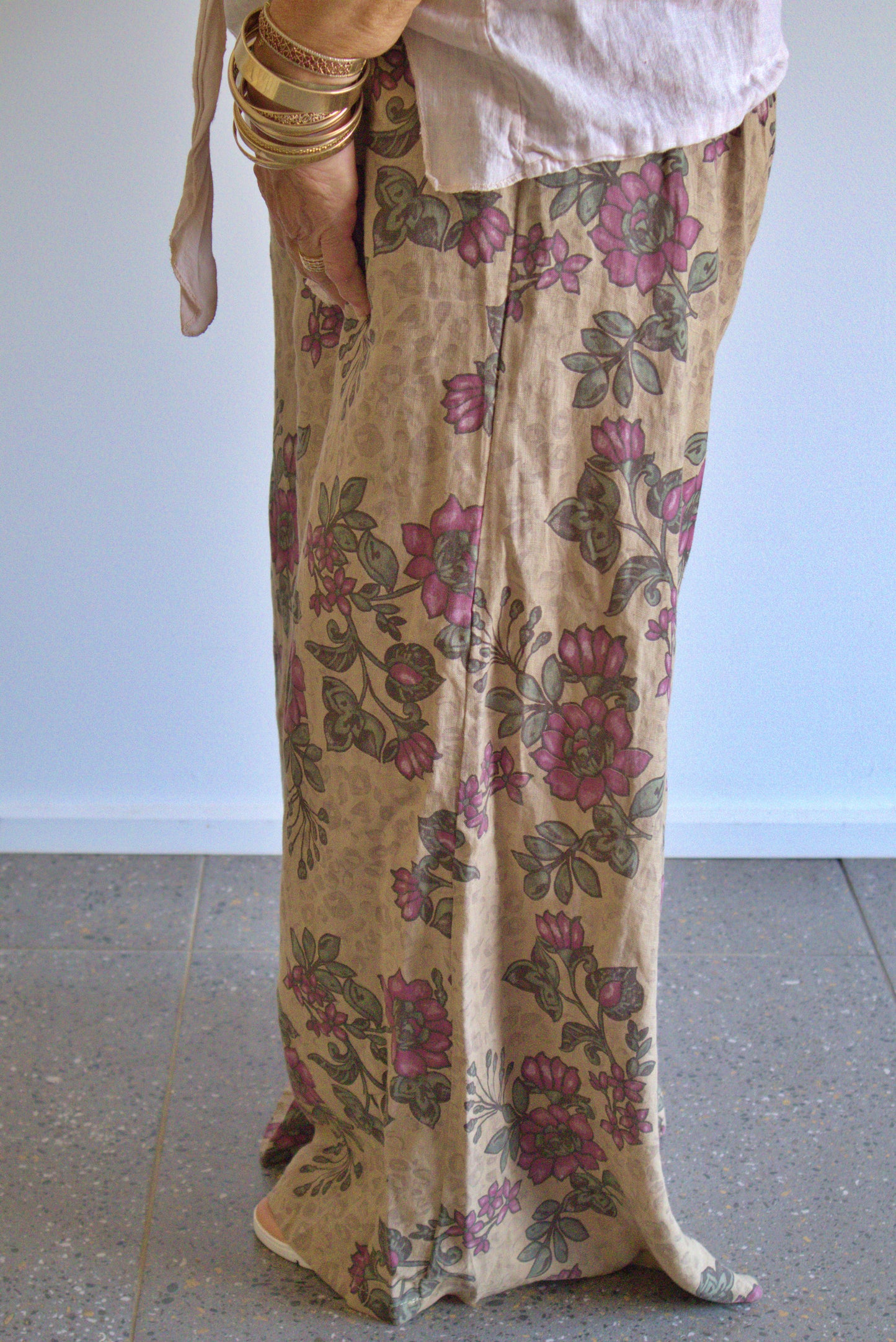 Taupe Floral Pants