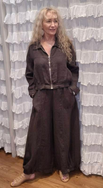 Fringed Pocket Elastic Hem Pants