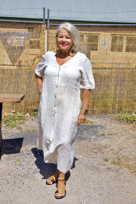 Lace Back Linen Dress