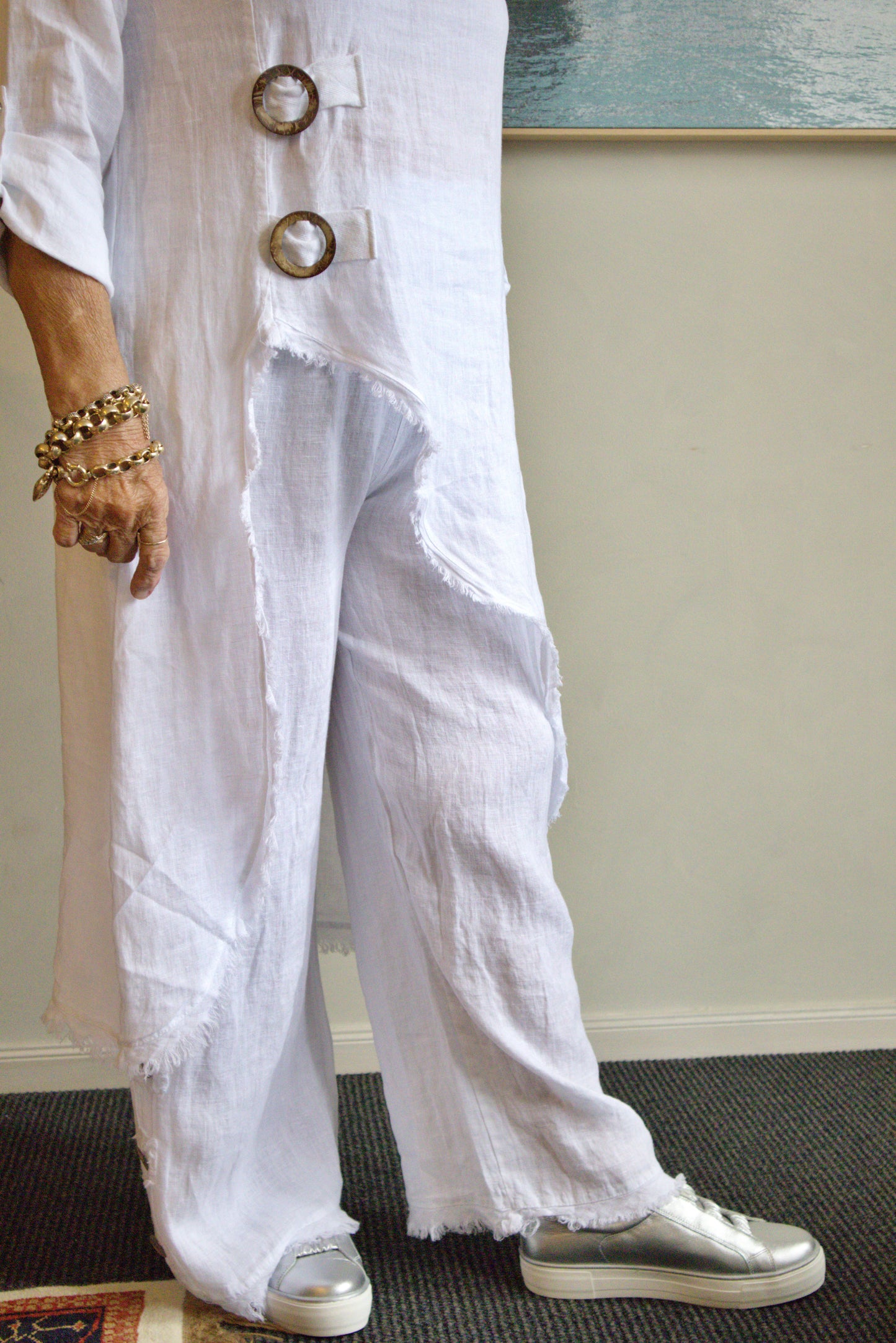 Three Button Linen Pants