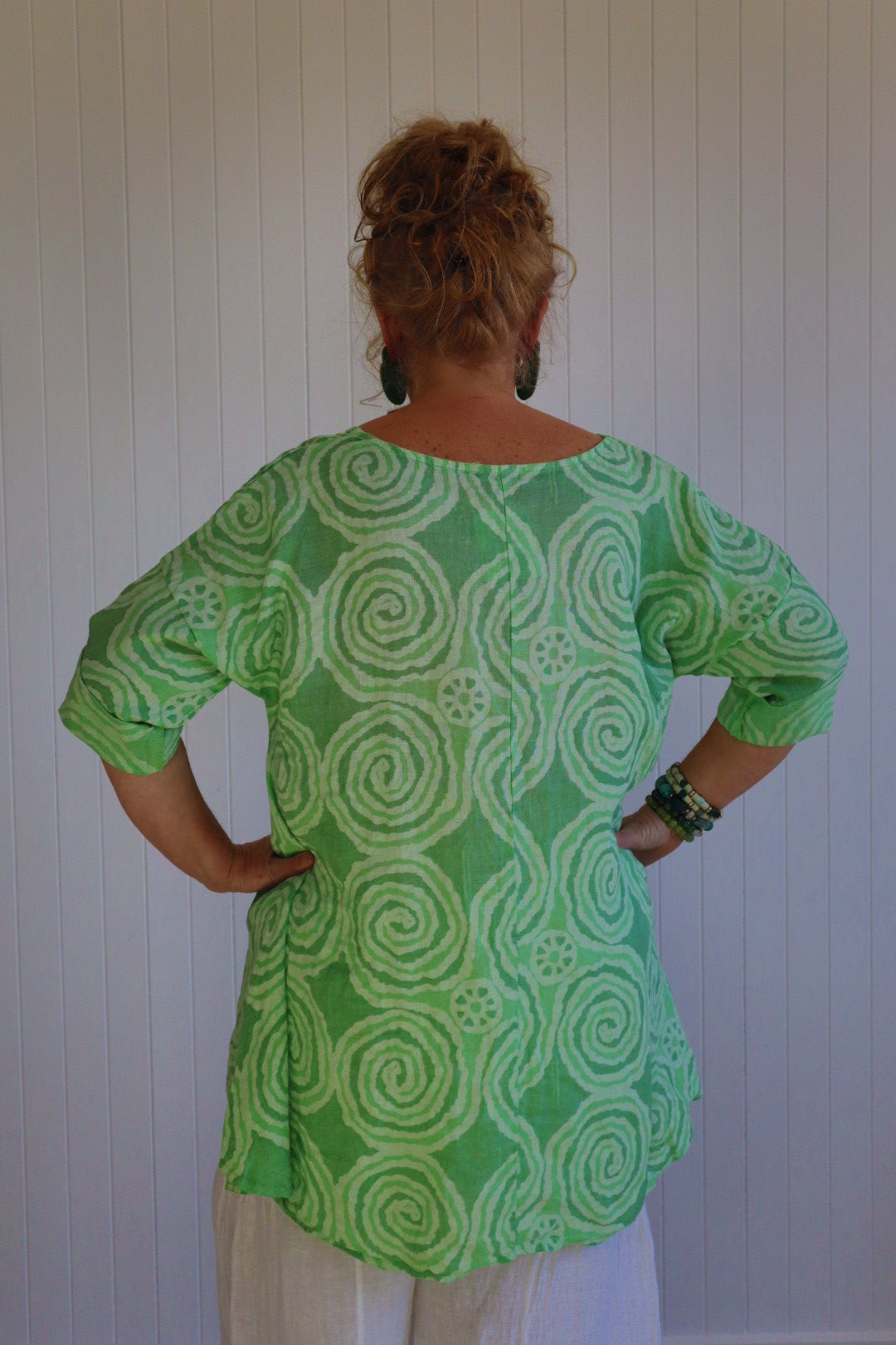 Mary Print 100% Linen Top