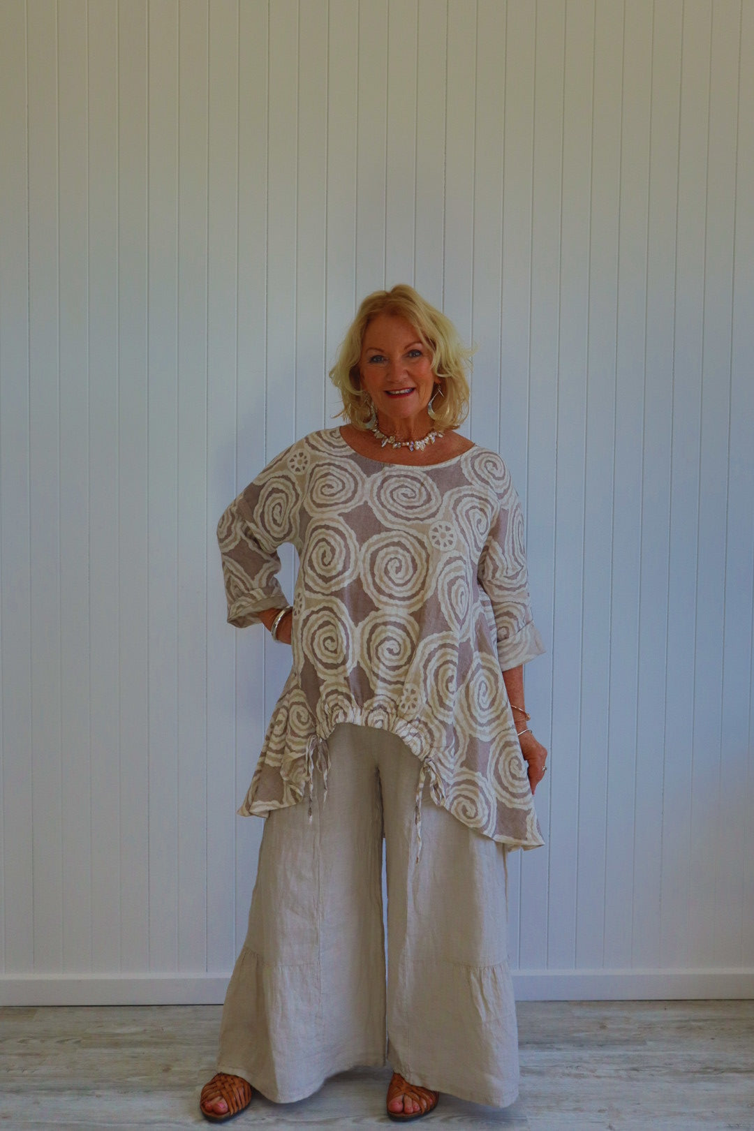 Mary Print 100% Linen Top